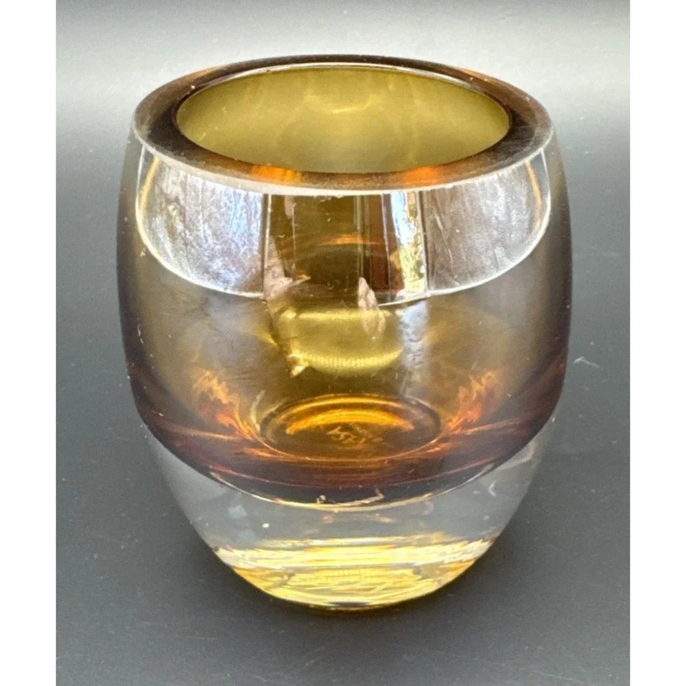 Mikasa Home Accents Solaris Amber Brown Art Glass Votive Candle Holder
